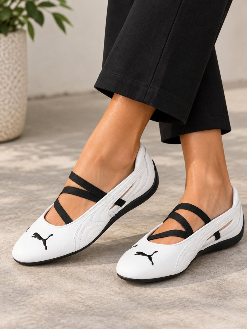 Puma Speedcat Ballet Leather Sneakers White Black Sneakerina Size 9